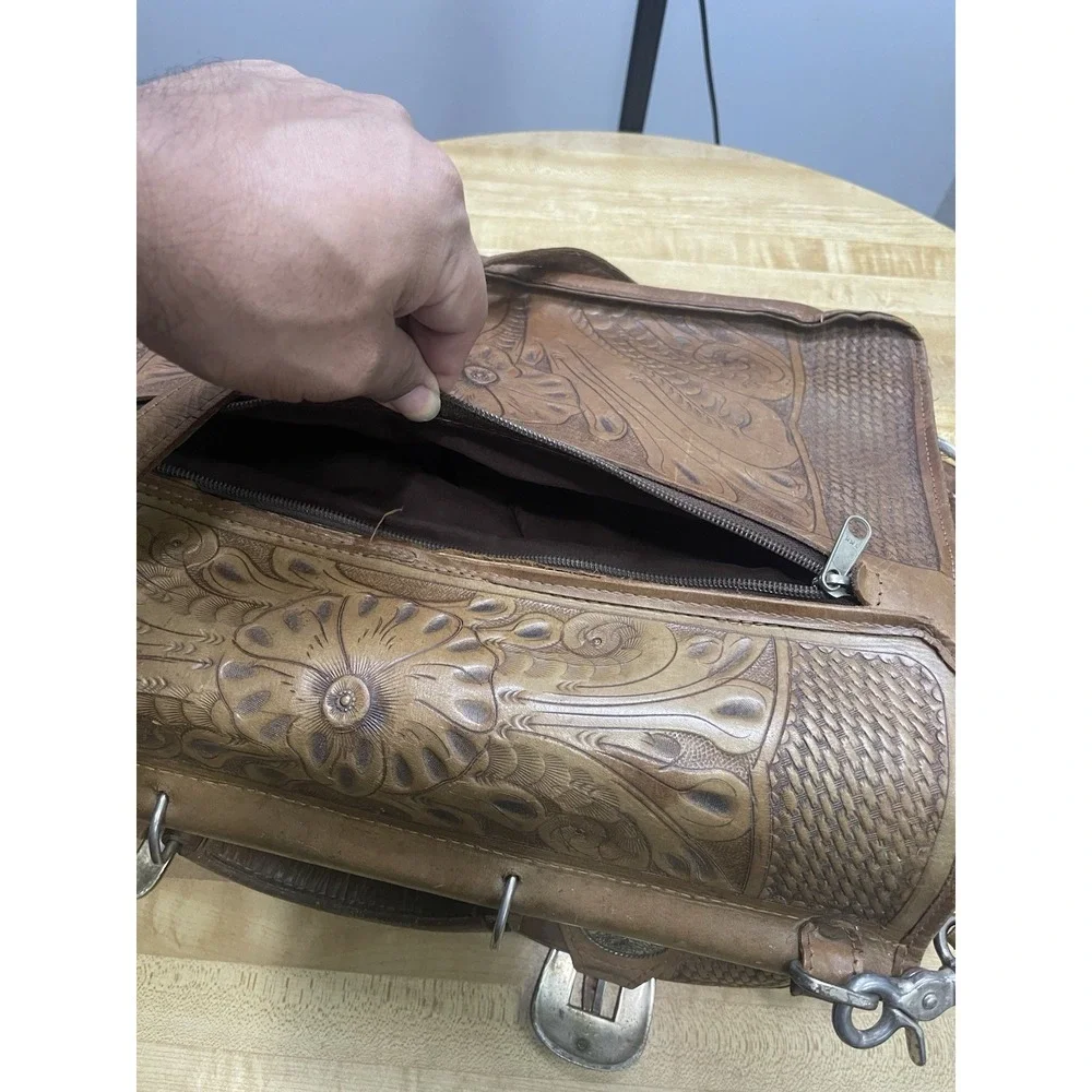 American West Leather Carry On Duffel Overnight‎ Western Saddle Bag Hand Made
